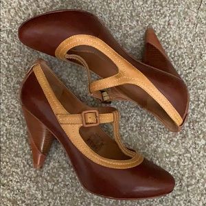 Genuine Leather Vintage T-strap Heels
